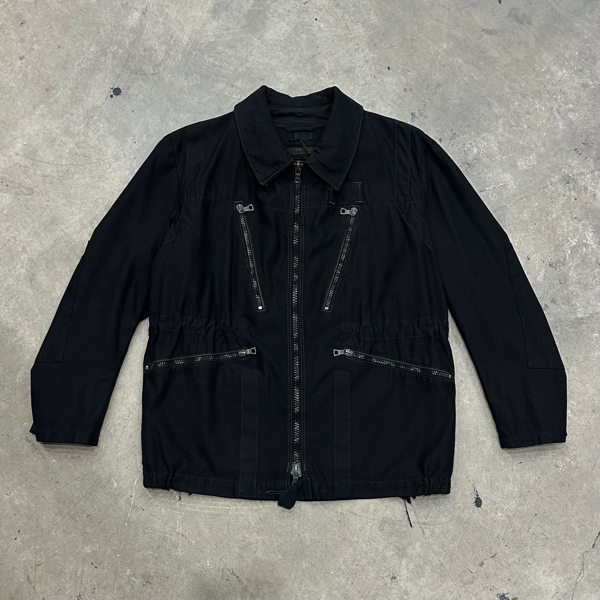 1980s Czech Military Black Overdyed Multi Zip Jacket