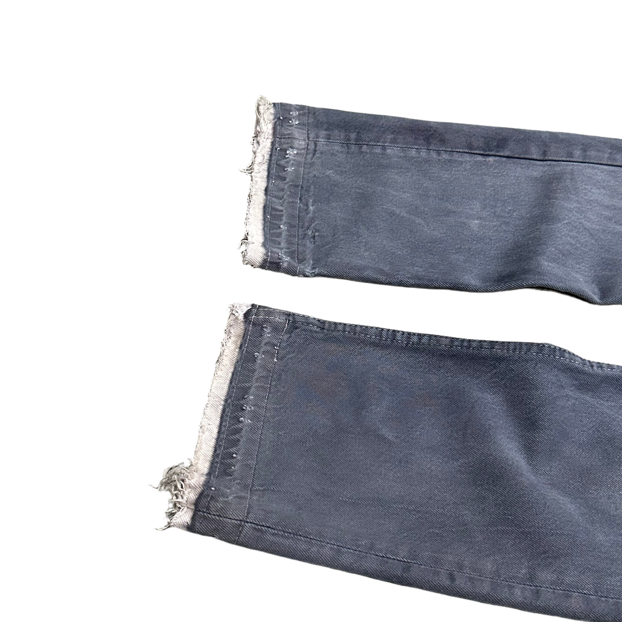 1980s Levi's 501 Over Dyed Gray Released Hem Jeans