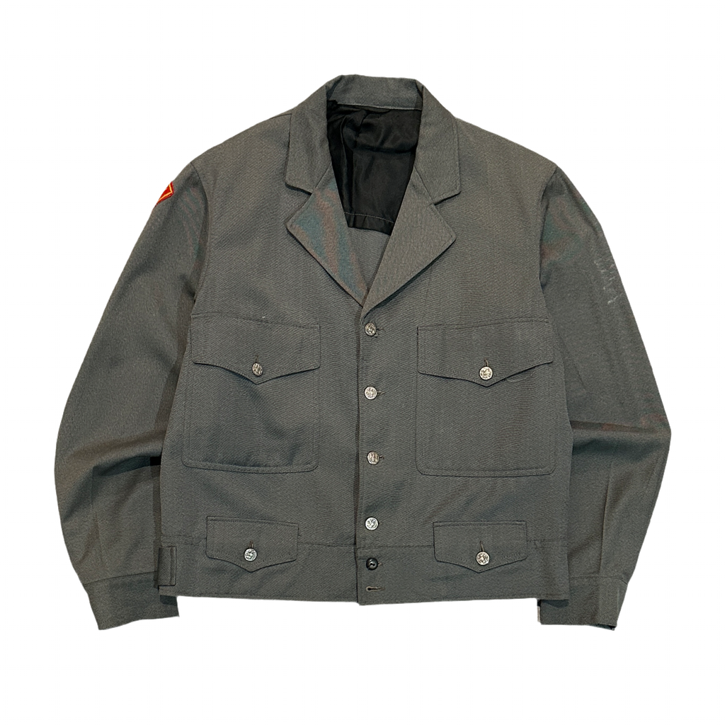 1960s Gray Whipcord Cropped & Patched Bus Driver's Jacket