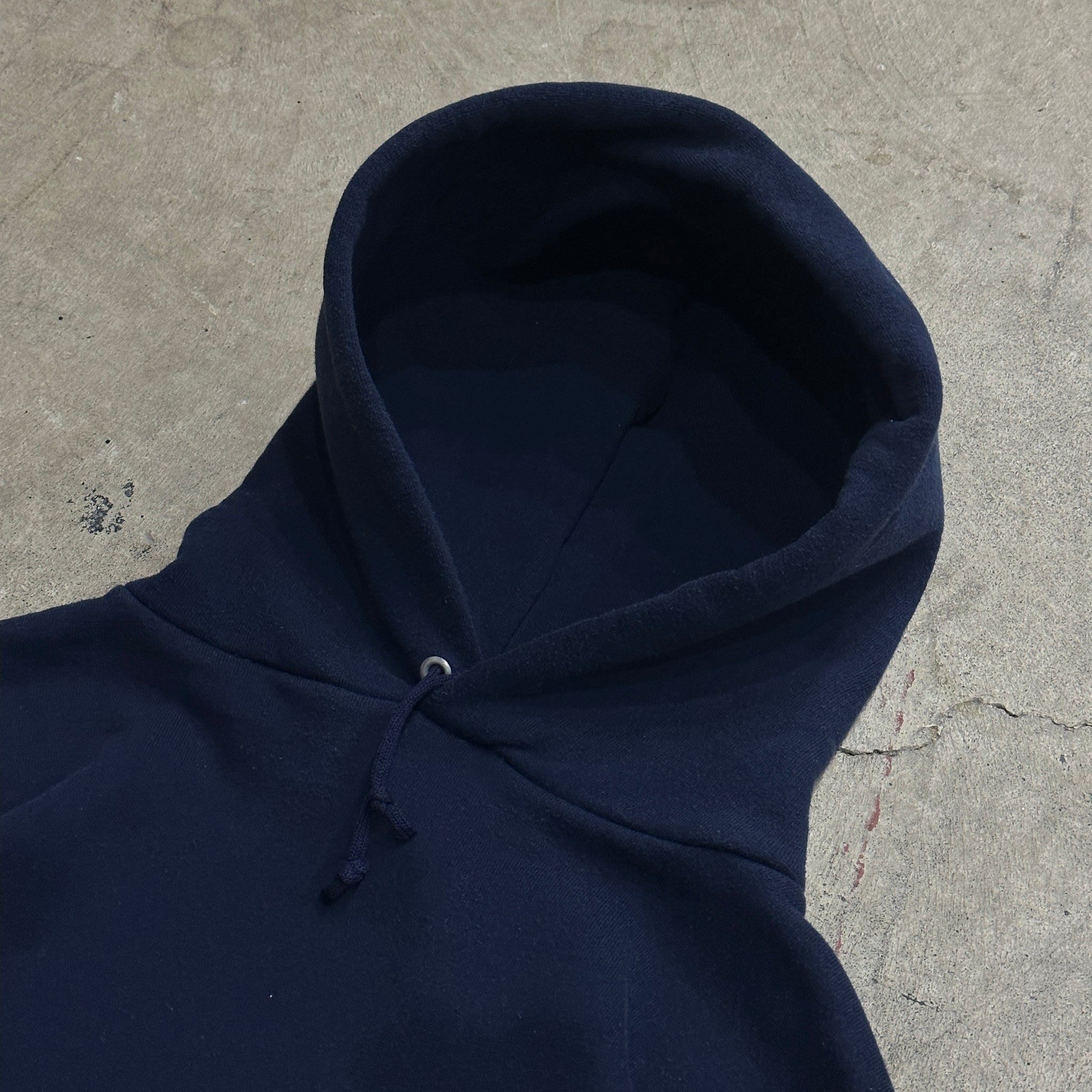 1990s Faded Navy Blue Blank Hoodie