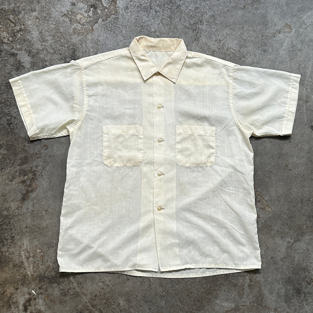 1950s Sheer White Boxy S/S Button Up (M)