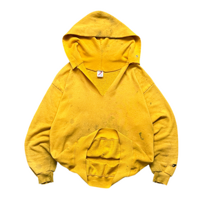 1990s Yellow Thrashed & Stained Hoodie (M)