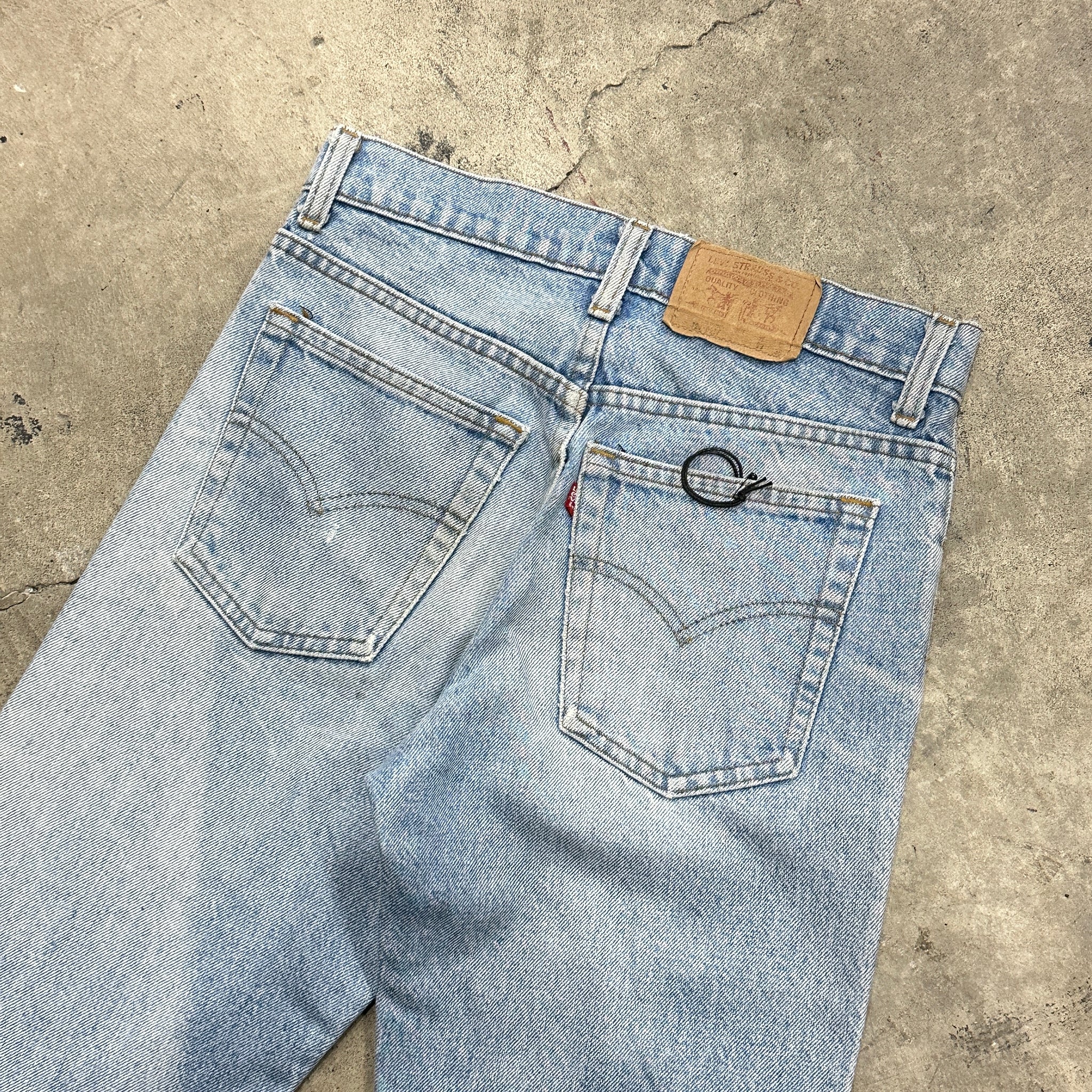 1980s Levi's 701 Faded & Stained Blue Jeans