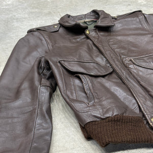 1970s Mud Brown Leather A-2 Flight Jacket