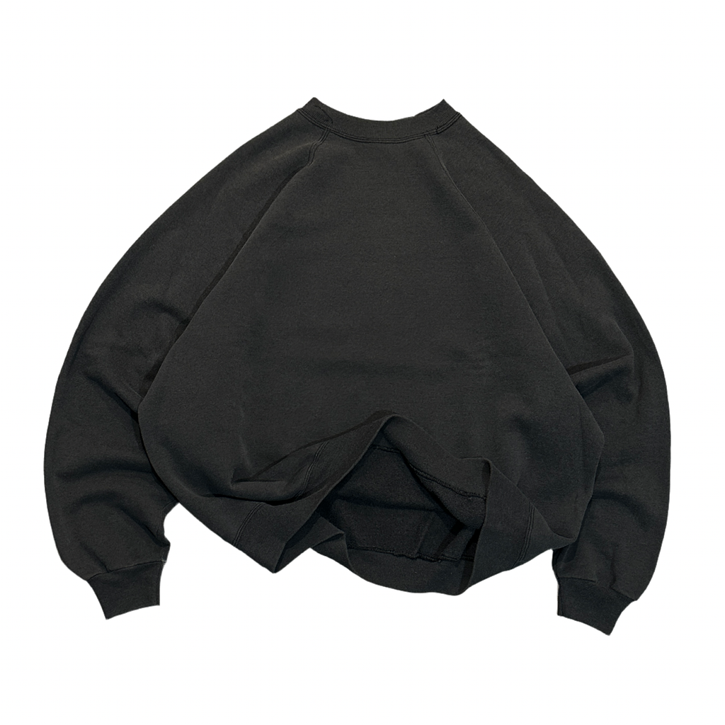 1990s Faded Black Raglan Sleeve Blank Crewneck (XS-XL)