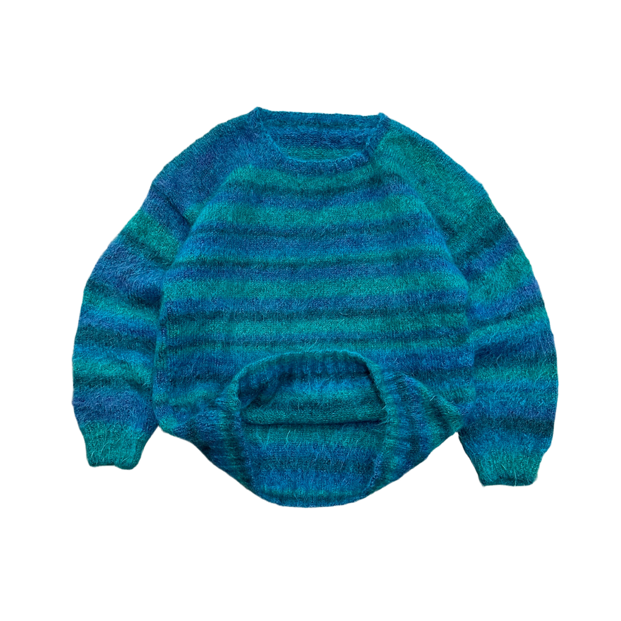 1980s Green & Blue Striped Mohair Sweater