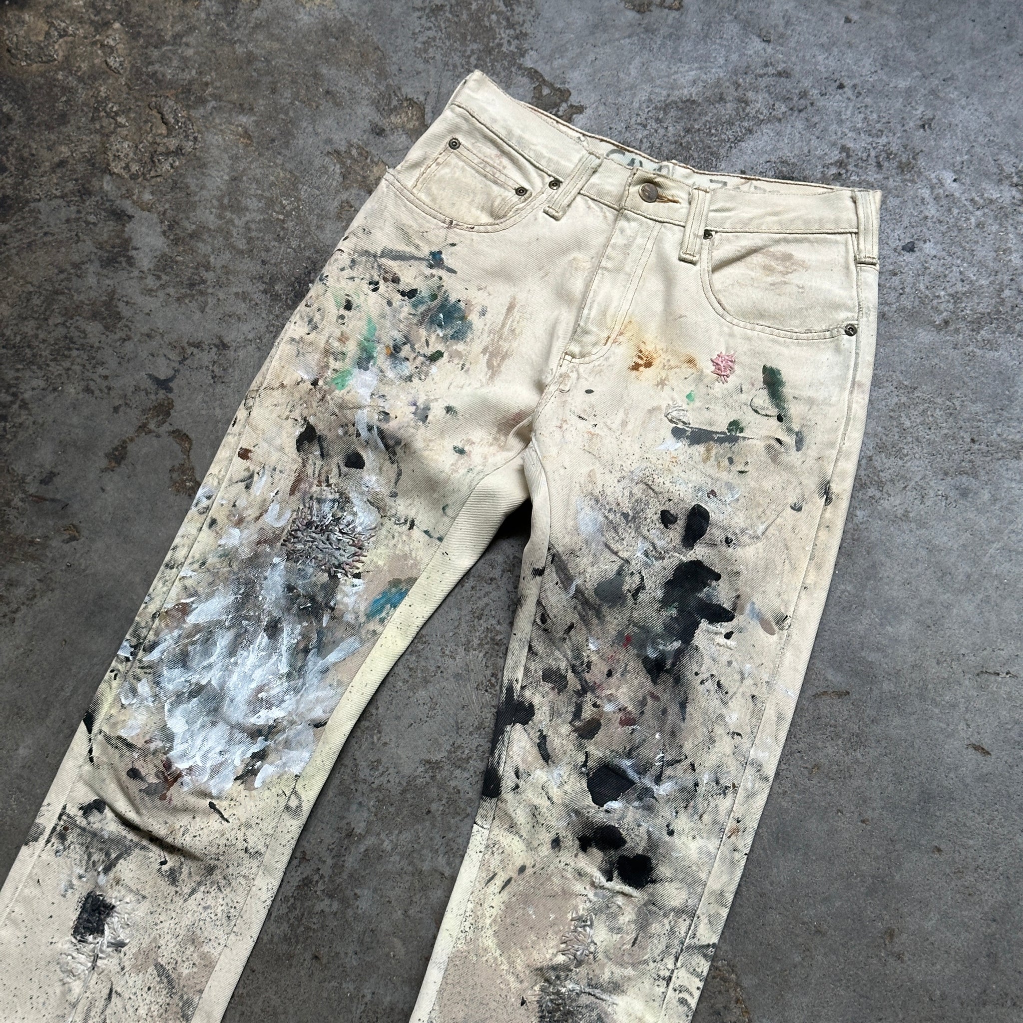 1980s Carhartt Reworked & Tailored Painted Bootcut Jeans (29"/33")