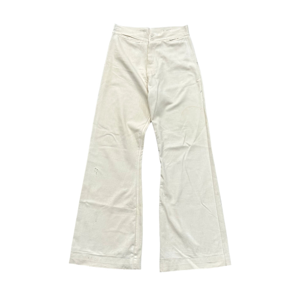 1940s USN White Cotton Flared Trousers