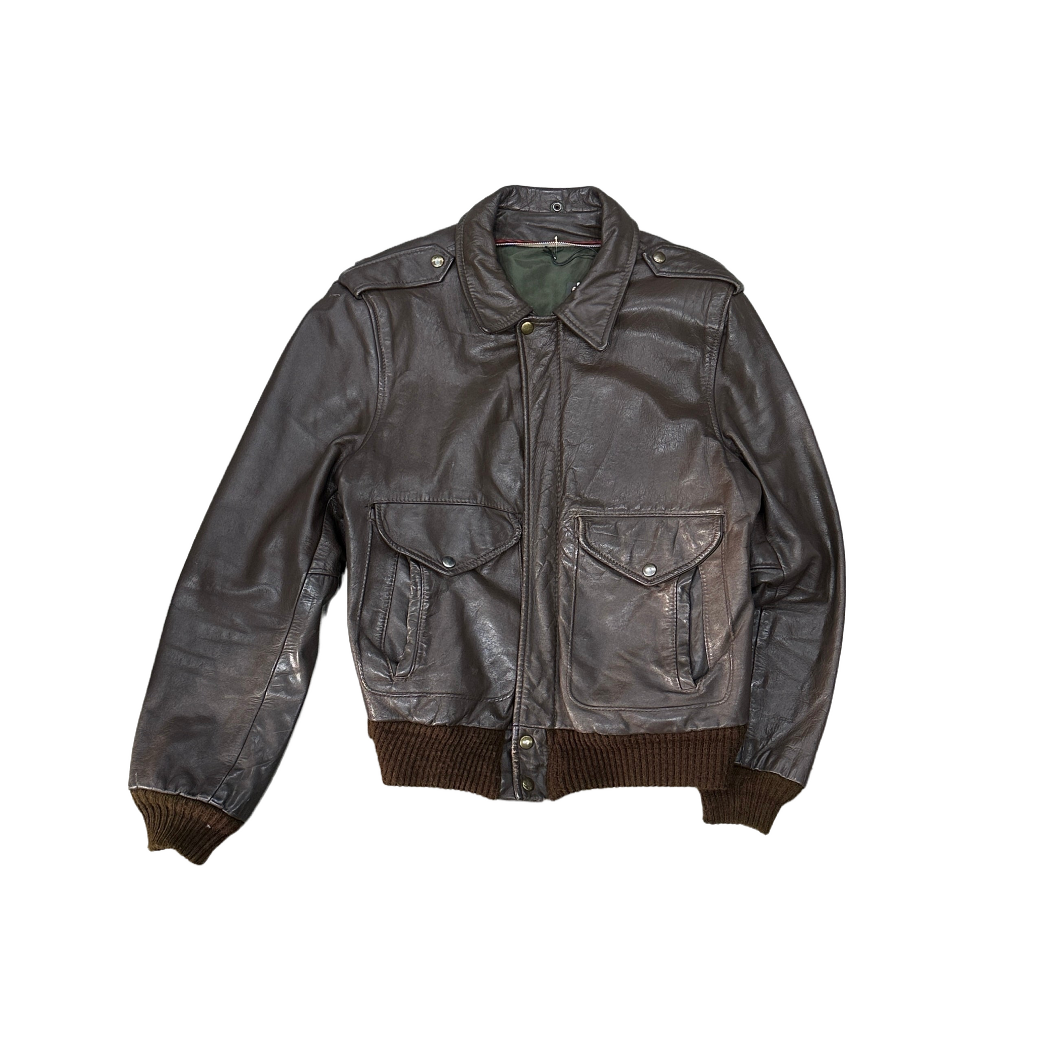 1970s Mud Brown Leather A-2 Flight Jacket