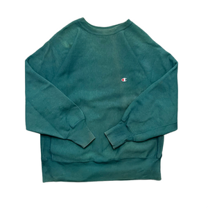 1990s Champion sudadera verde desteñido con sol de tejido inverso