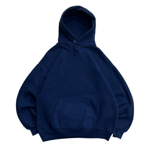 1990s Faded Navy Blue Blank Hoodie