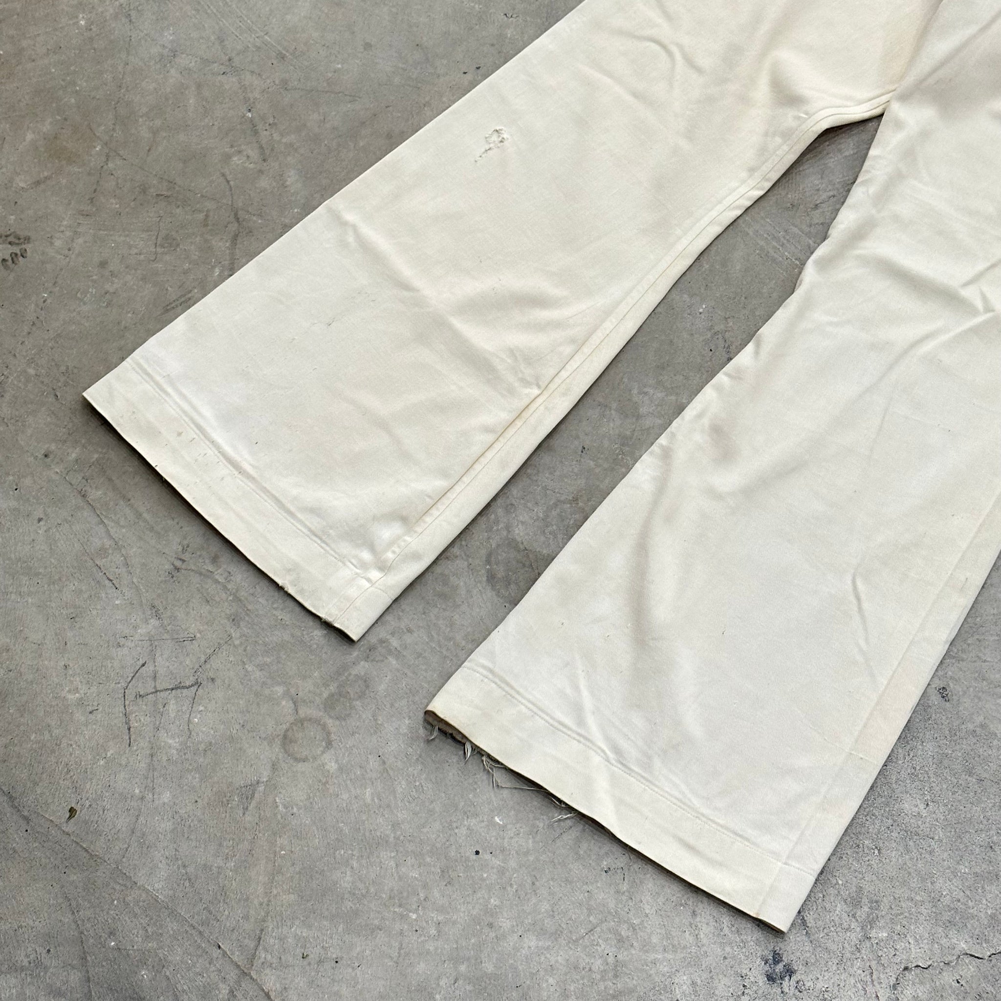 1940s USN White Cotton Flared Trousers