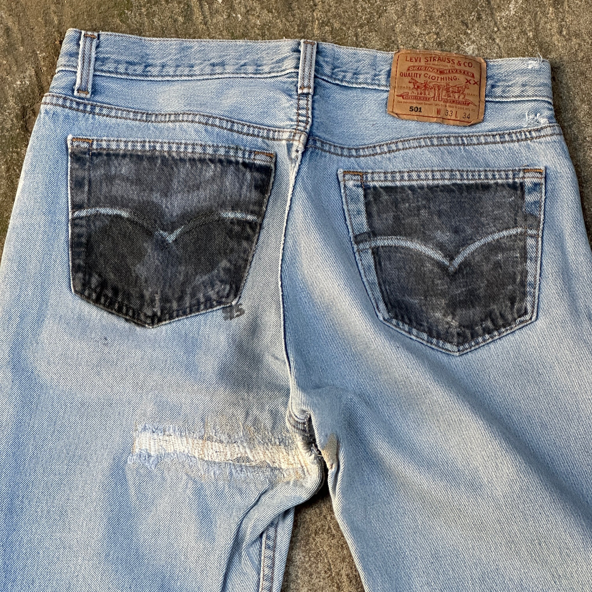 1990s Levi’s 501 Patched & Repaired Jeans (32"/32")