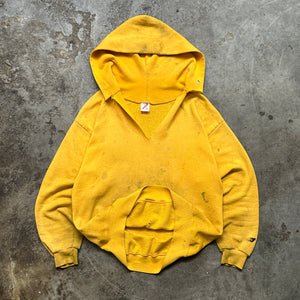 1990s Yellow Thrashed & Stained Hoodie (M)