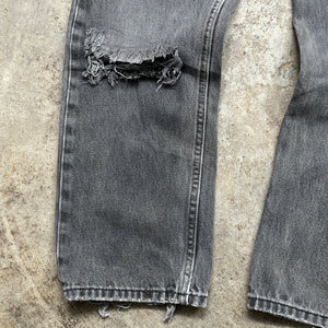 1990s Levi's 505 Faded Black Distressed Jeans (30"/27")