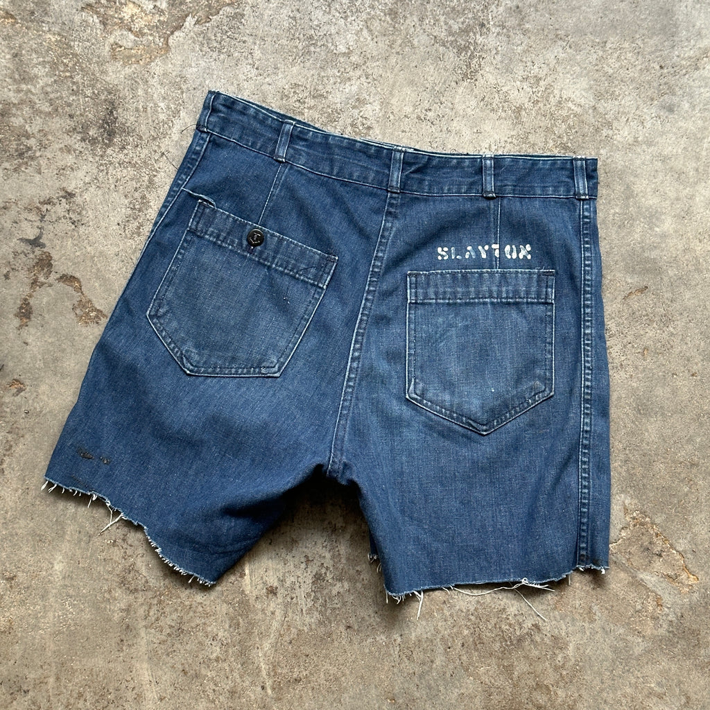 1950s U.S. Navy Cut Off Denim Shorts (32")