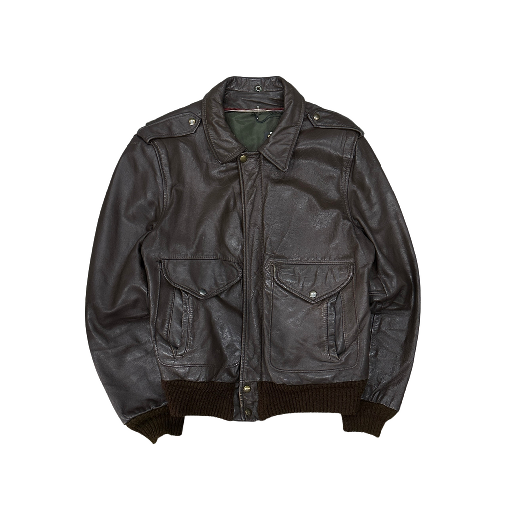 1970s Mud Brown Leather A-2 Flight Jacket