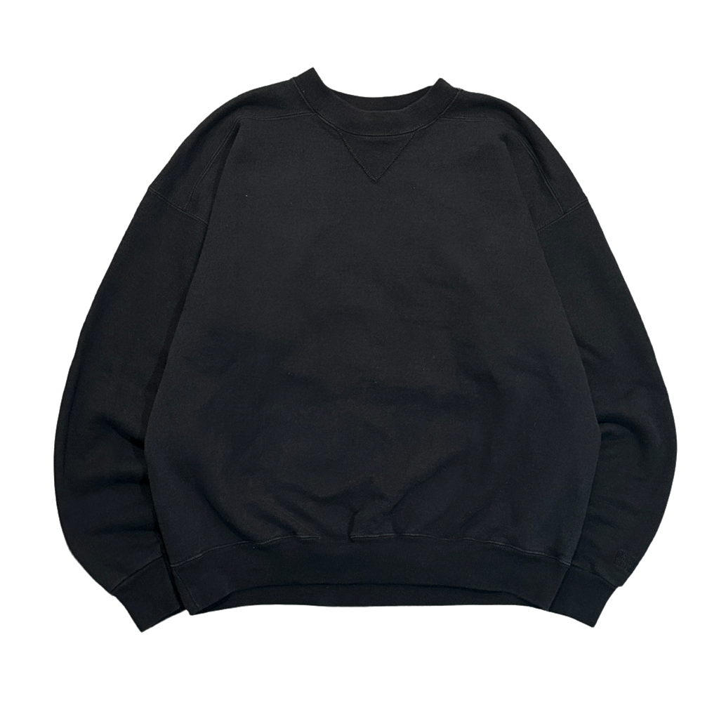 1990s Black Heavyweight Blank Crewneck Sweatshirt (L)