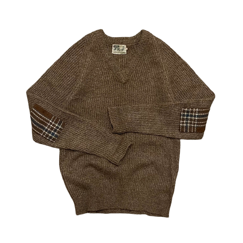 1960s Rust Brown Patched Mohair Sweater