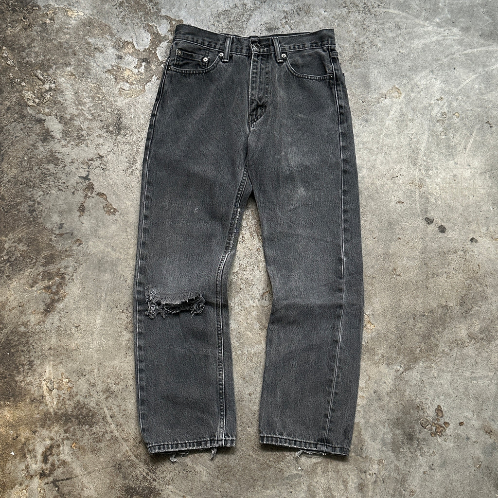 1990s Levi's 505 Faded Black Distressed Jeans (30"/27")