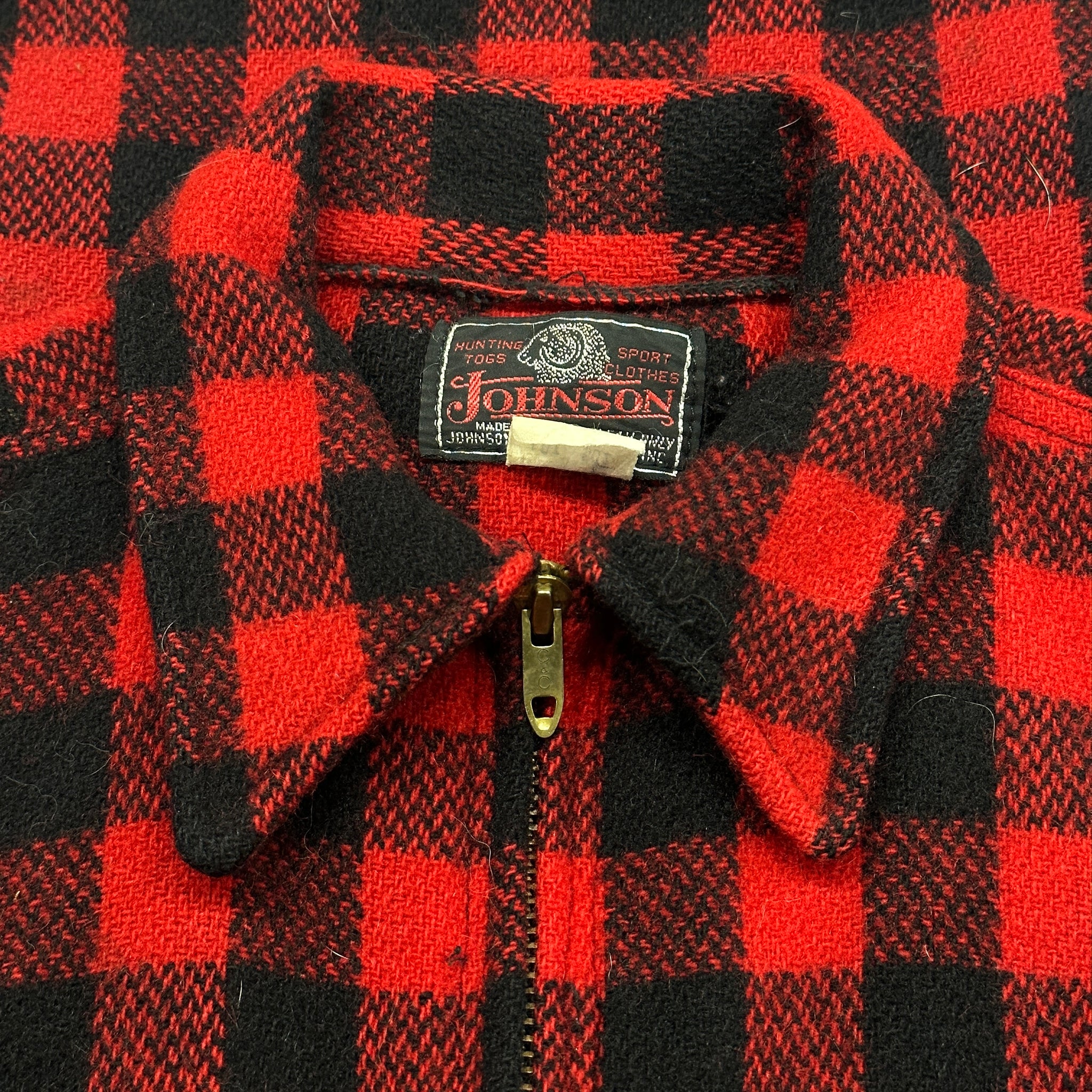 1960s Buffalo Plaid "Fish & Game Dept." Wool Zip Up Flannel