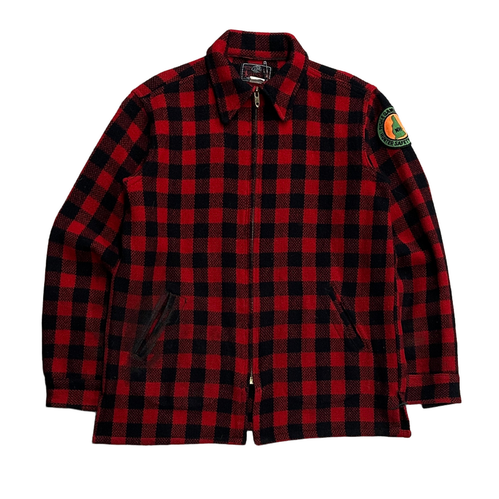 1960s Buffalo Plaid "Fish & Game Dept." Wool Zip Up Flannel