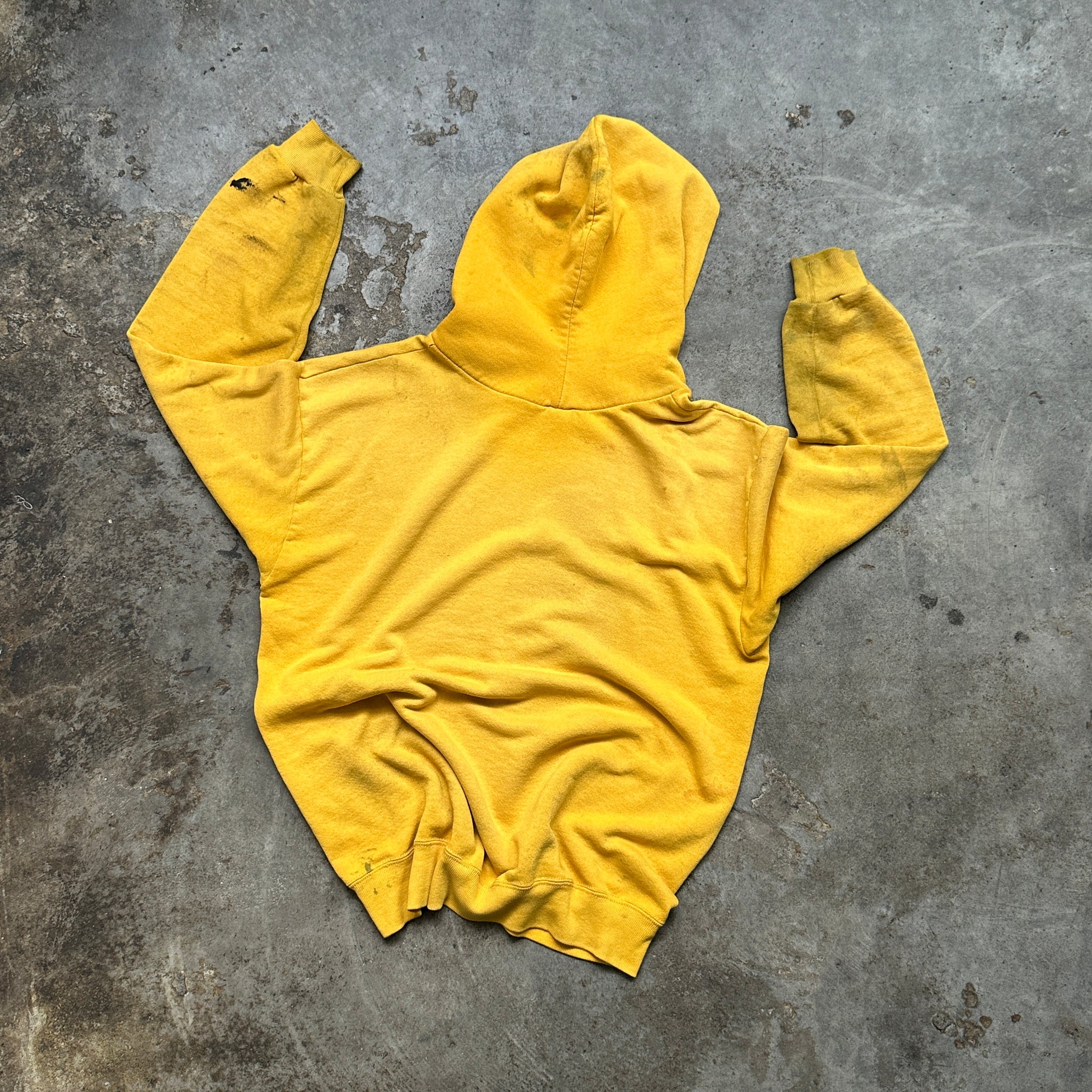 1990s Yellow Thrashed & Stained Hoodie (M)