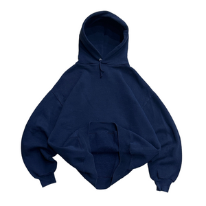 1990s Faded Navy Blue Blank Hoodie