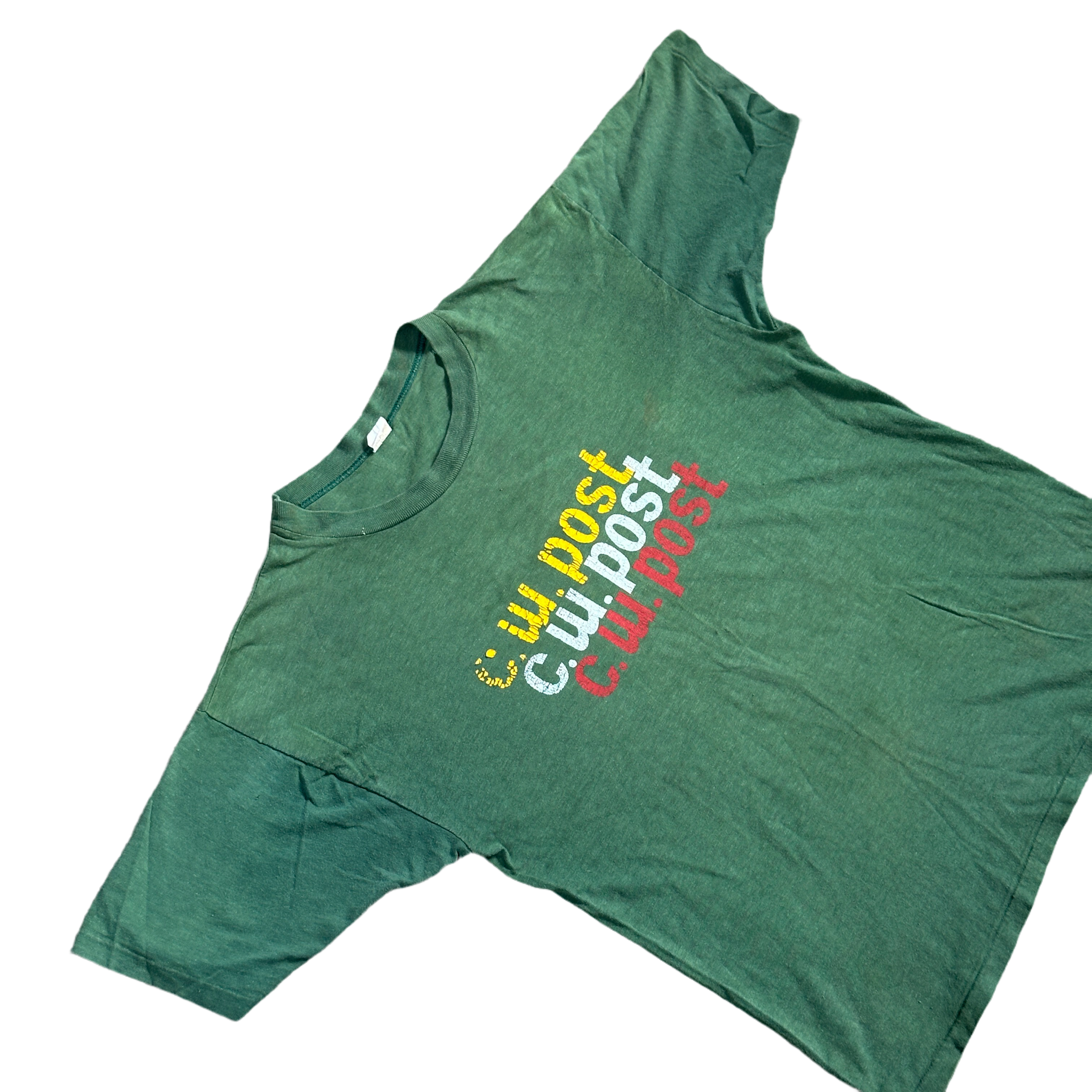 1960s “C.W. Post” Sunfaded Green Boxy Tee