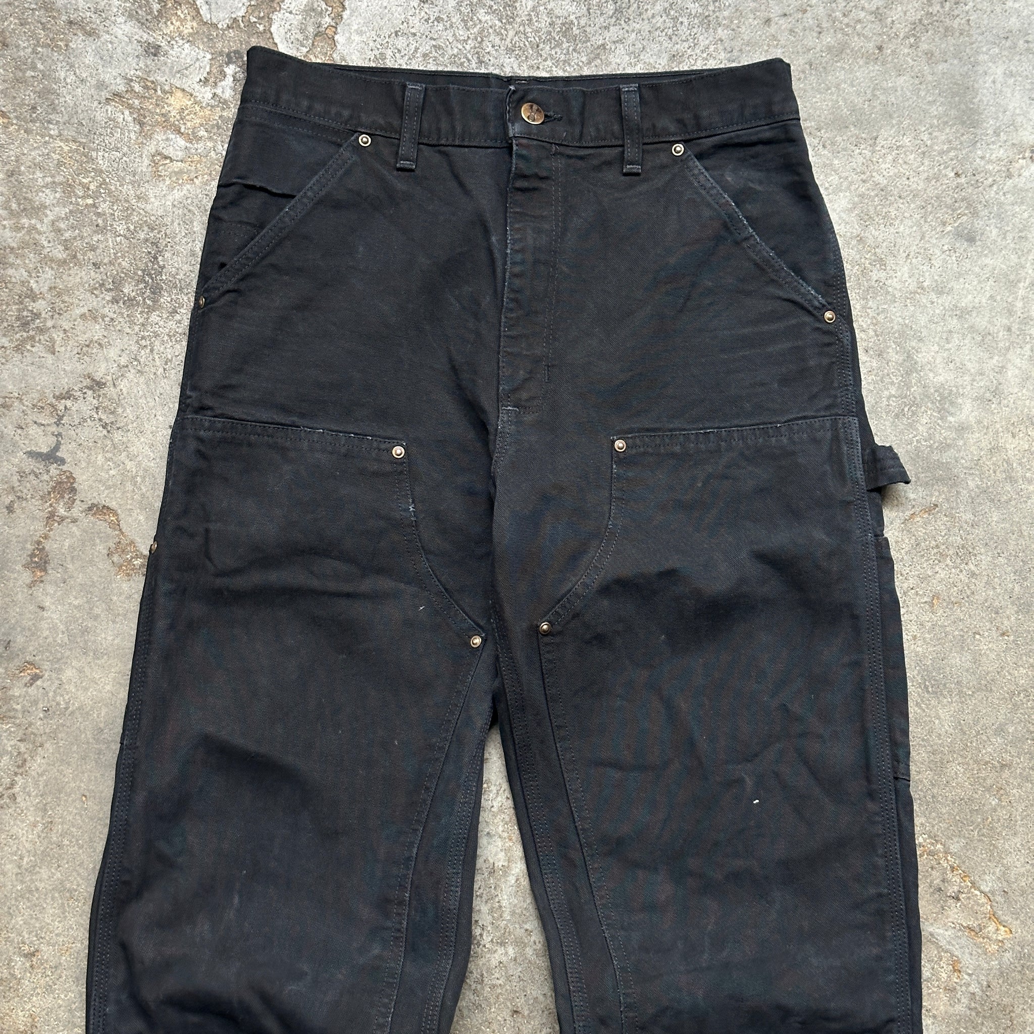 1990s Carhartt Black Over Dyed Repaired Double Knee Pants (29"/34")