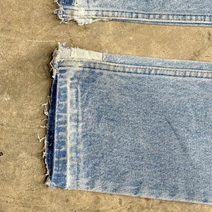 1980s Levi's 701 Faded & Stained Blue Jeans