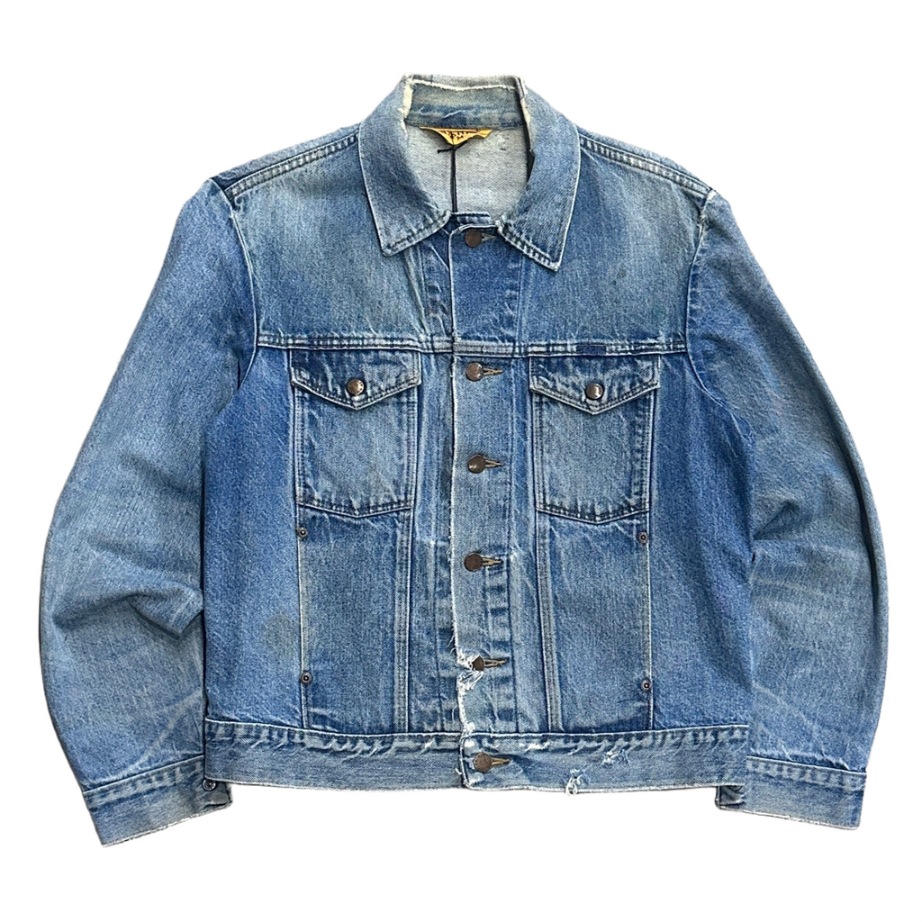 1980s Rustler Elbow Blow Out Distressed Denim Jacket