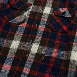 1970s Red &' Blue Plaid Painted Wool Flannel