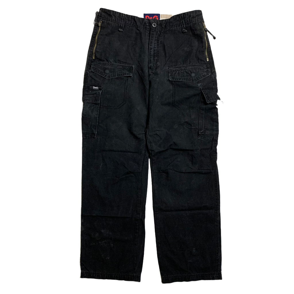 2000s Dolce & Gabbana Multi Pocket Black Cargo Pants