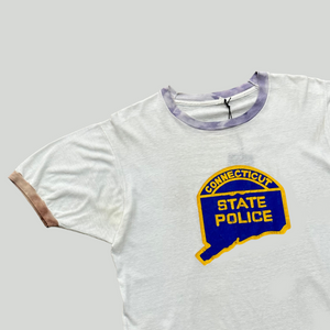 1970s Sun Faded "Connecticut State Police" Single Stitch Ringer Teen