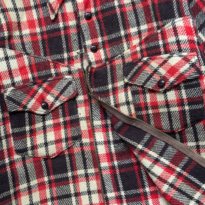 1950s Red Plaid Zipped Wool Flannel (XL)