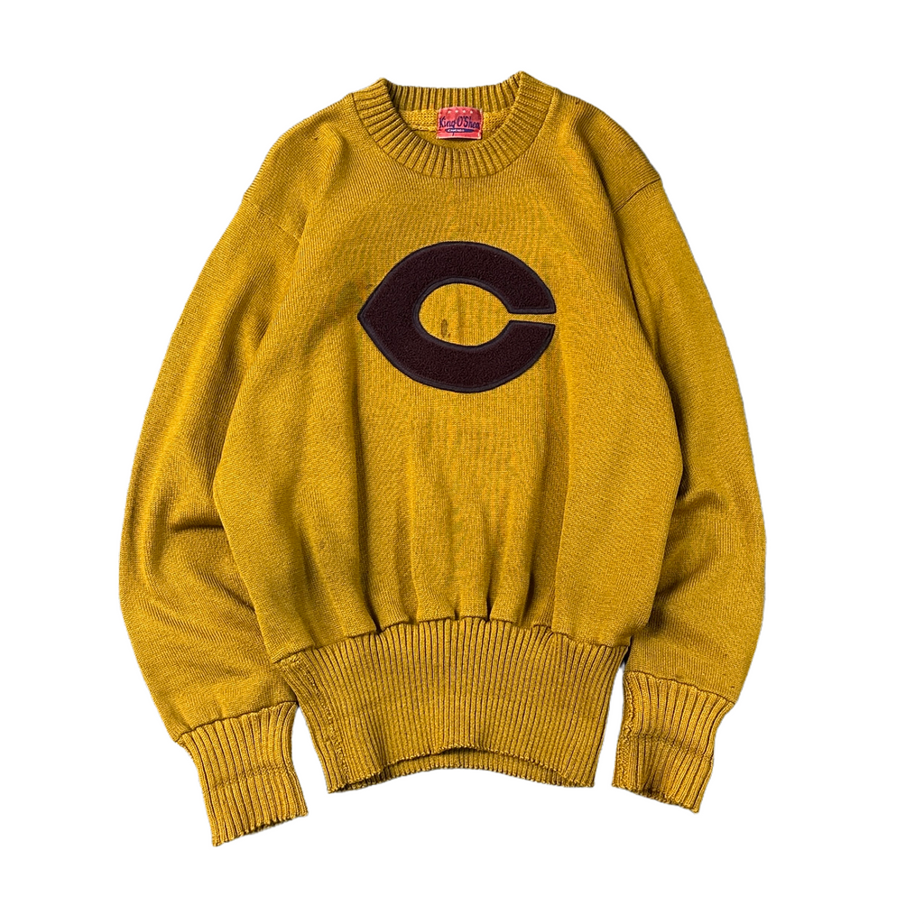 1950s Golden Yellow "C" Wool Concordia College Moorhead Sweater