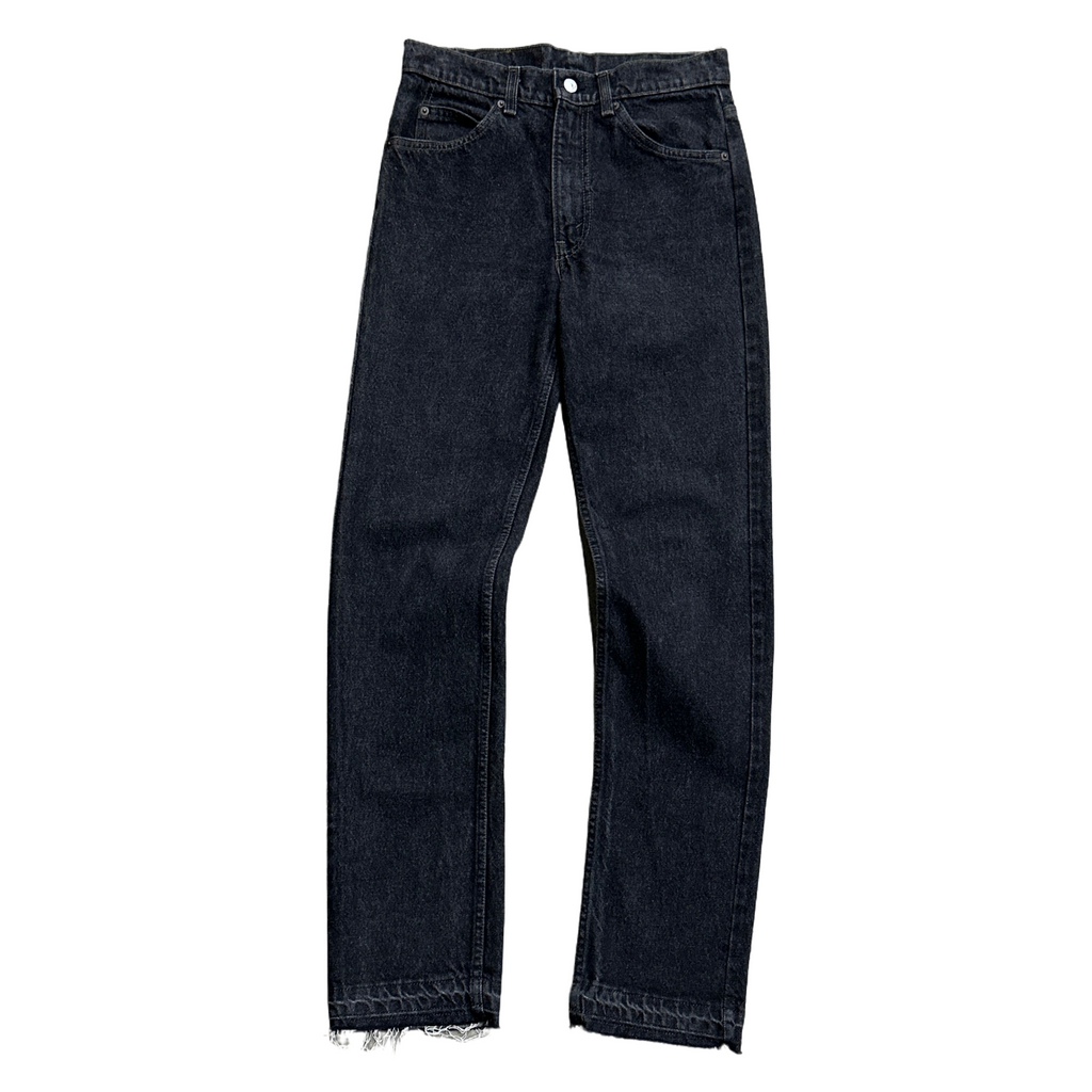 1980s Levi's 505 Faded Ash Black Released Hem Jeans