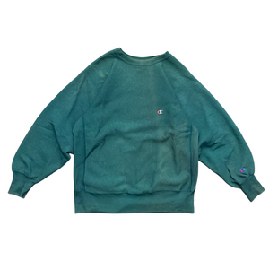 1990s Champion sudadera verde desteñido con sol de tejido inverso