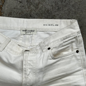 2010s Saint Laurent D15 Dirt Washed White Bootcut Jeans (28"/33")