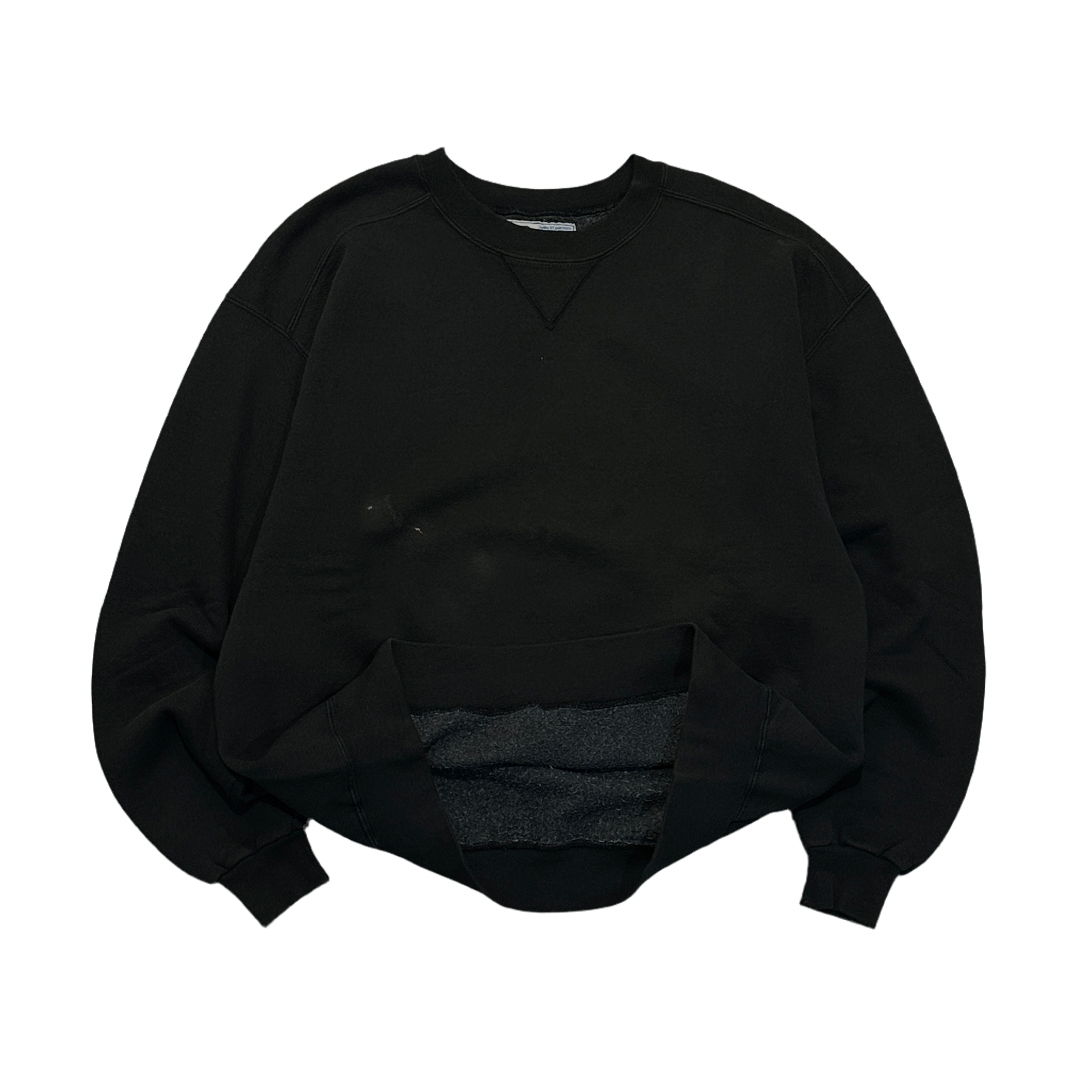 1990s Faded Black Blank Russell Heavyweight Crewneck