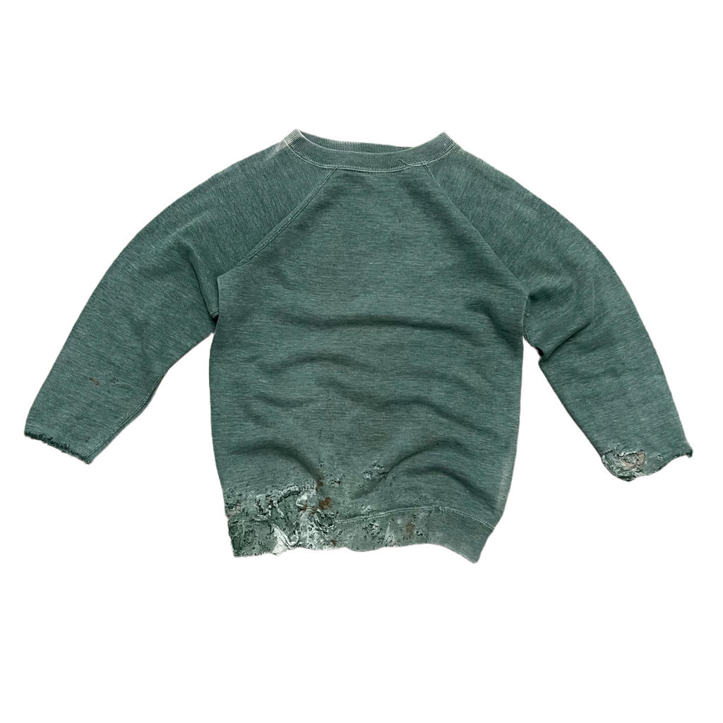 Sudadera de corte raglán verde pizarra Thrashed 1960s