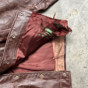 1960s Brown Distressed Leather Jacket (XS)