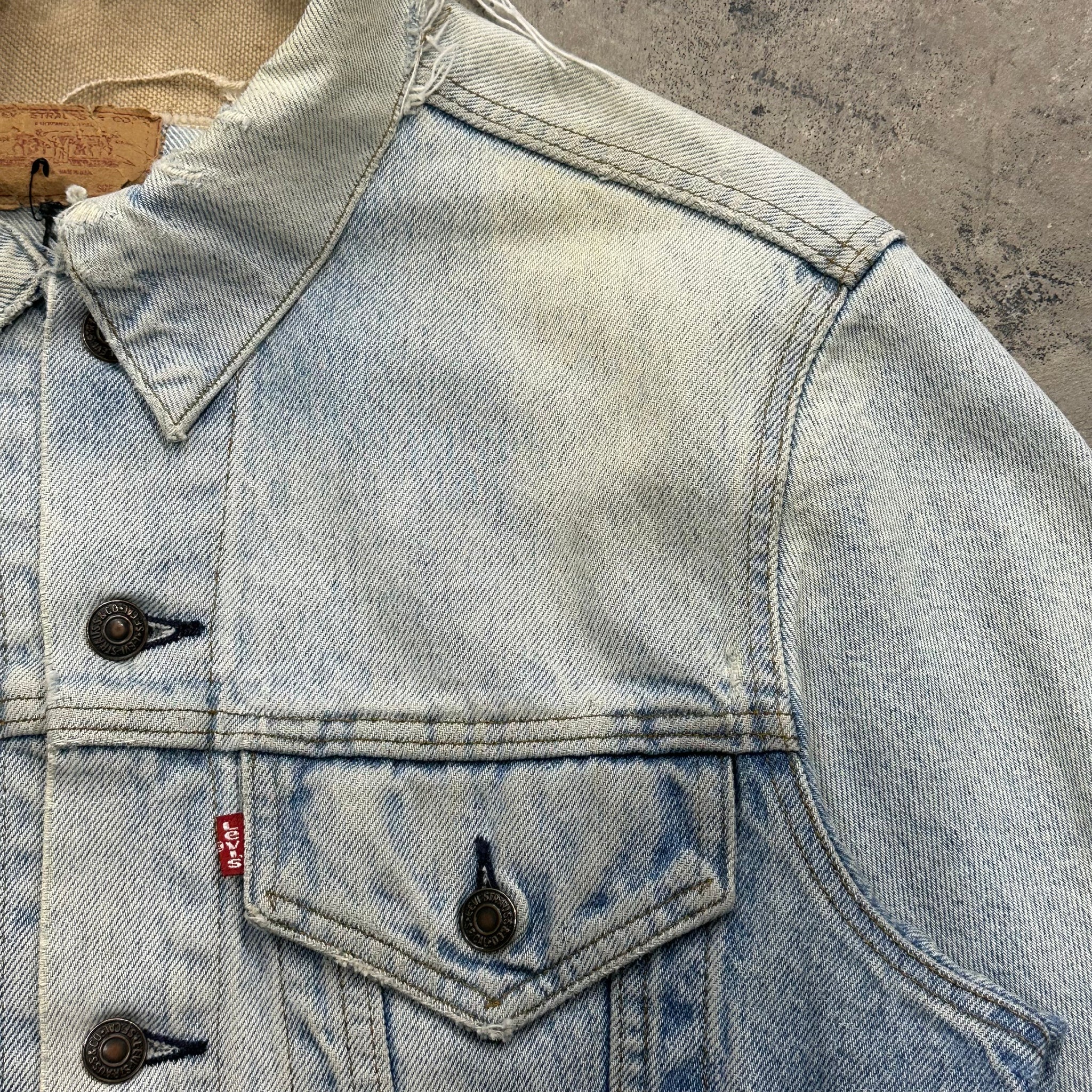 1980s Levi's Type III Repaired Light Wash Denim Jacket