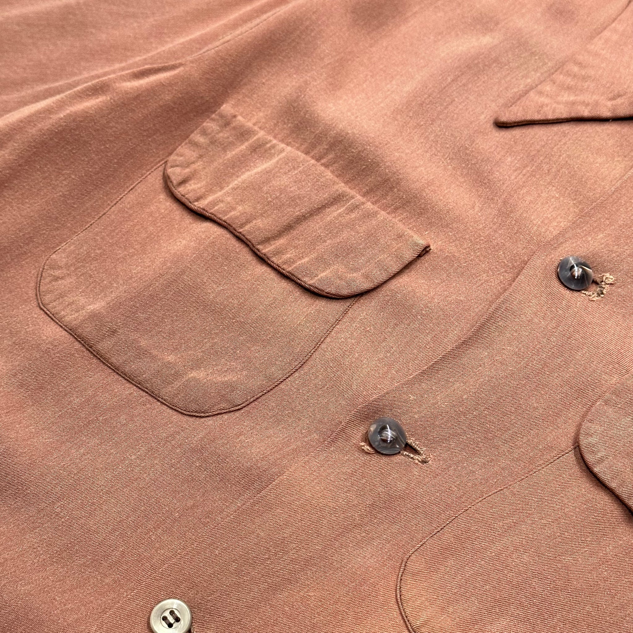 1950s Faded Tan Dagger Collar L/S Button Up Shirt