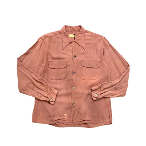 1950s Faded Tan Dagger Collar L/S Button Up Shirt