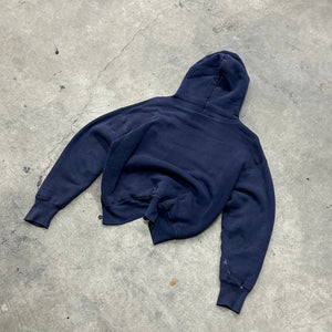 1960s Faded Navy Blue Thermal Lined Blank Hoodie