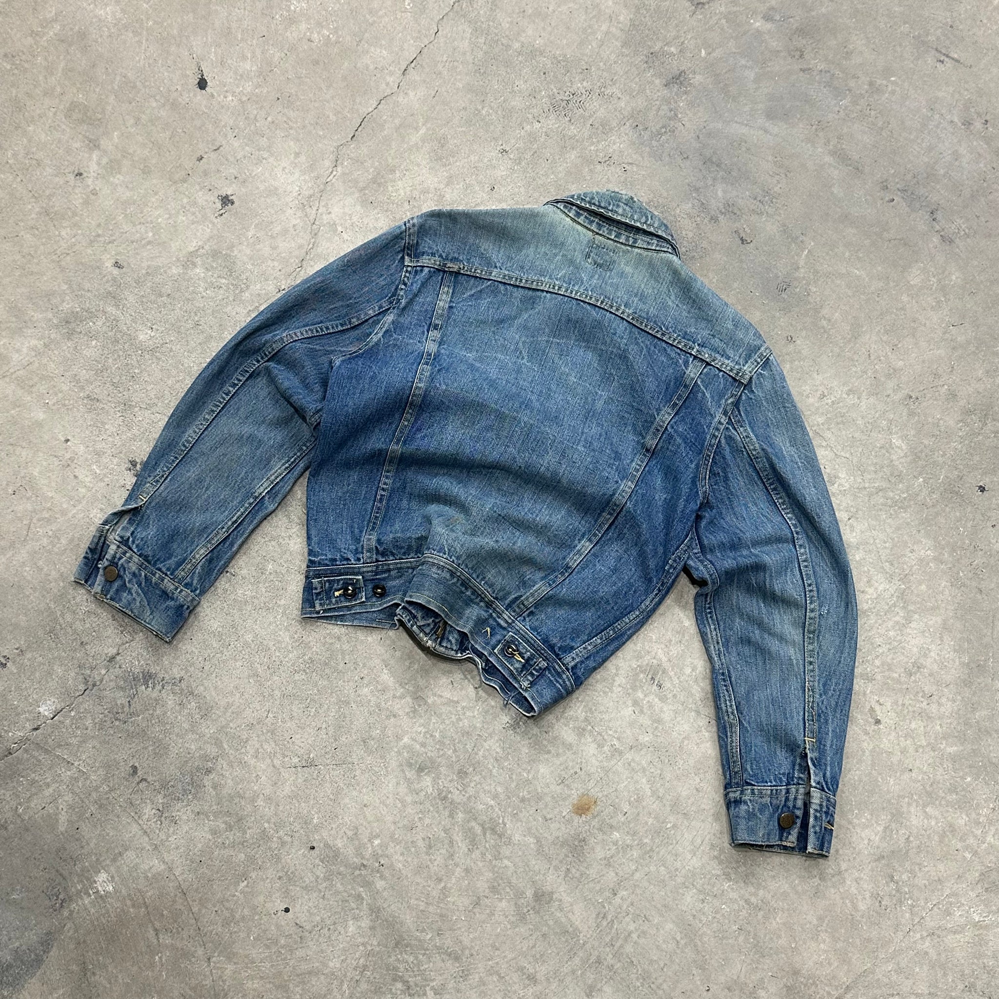 1960s Lee Sanforized Distressed Zip Up Denim Jacket