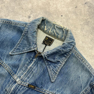 1960s Lee Sanforized Distressed Zip Up Denim Jacket