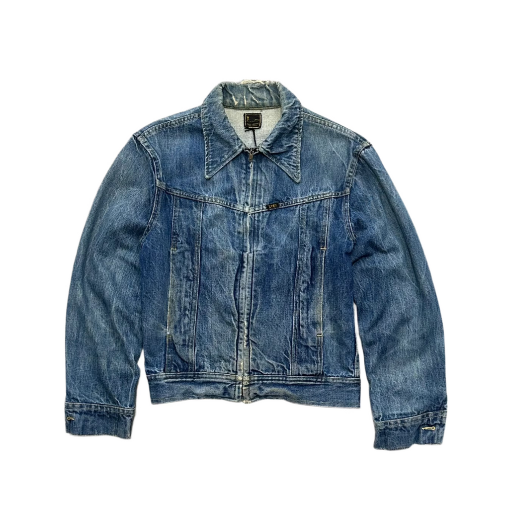 1960s Lee Sanforized Distressed Zip Up Denim Jacket